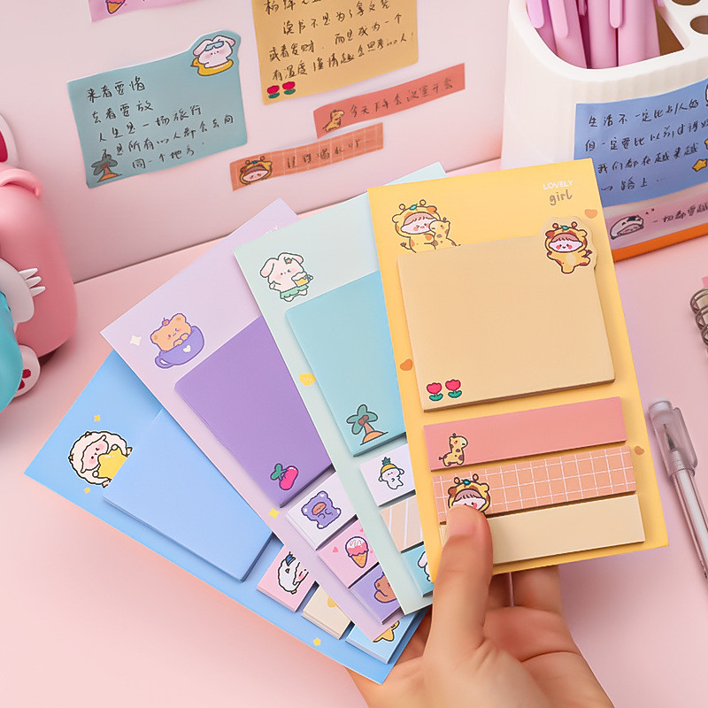 การ์ตูนการ์ตูน Index Sticky Notes นักเรียน ins สาวหัวใจ Mark ข้อความสติกเกอร์ดัชนี To-do Class Notes N ครั้งสติกเกอร์