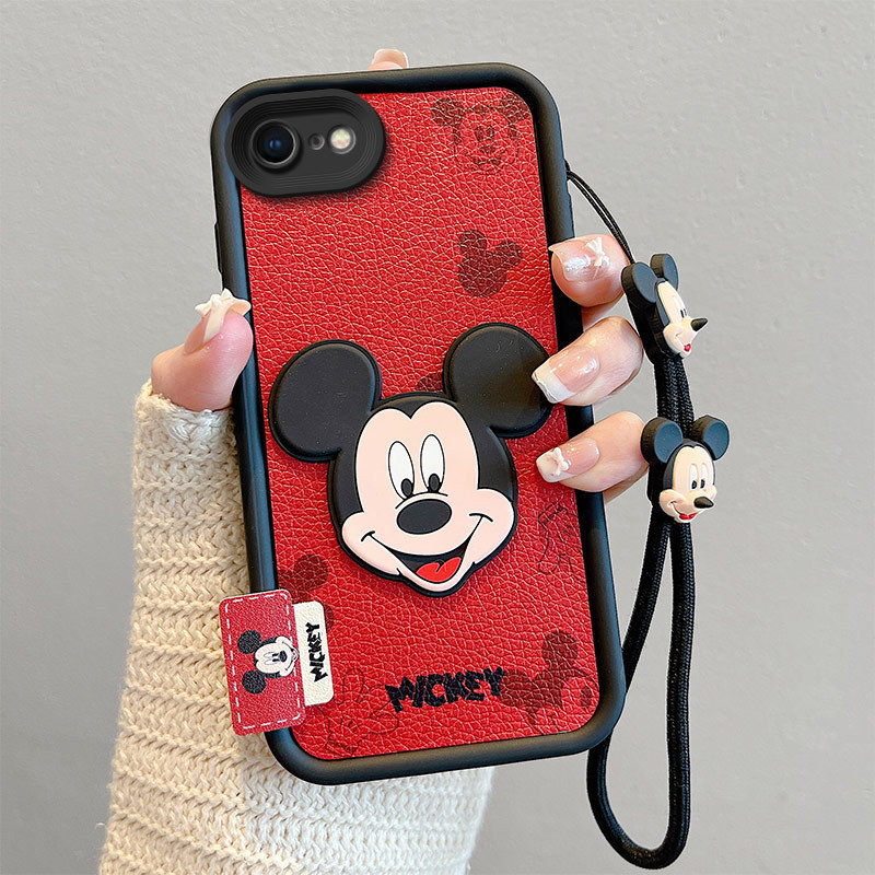เคส iPhone 6 Plus เคส iPhone 6s Plus เคส Textured Leather Cute เข้ากันได้กับ Mickey Case Minnie Patt