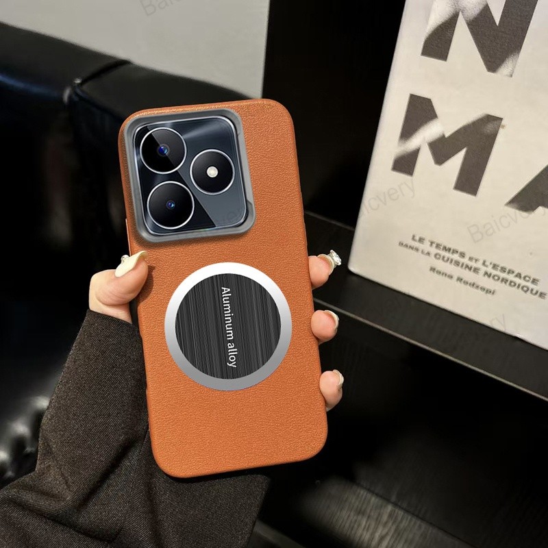 สําหรับRealme Note 60 RMX3933 / 60X RMX3938 พร้อมสติกเกอร์แผ่นโลหะแม่เหล็กแฟชั่นหนังฝาครอบPUแบบนุ่ม