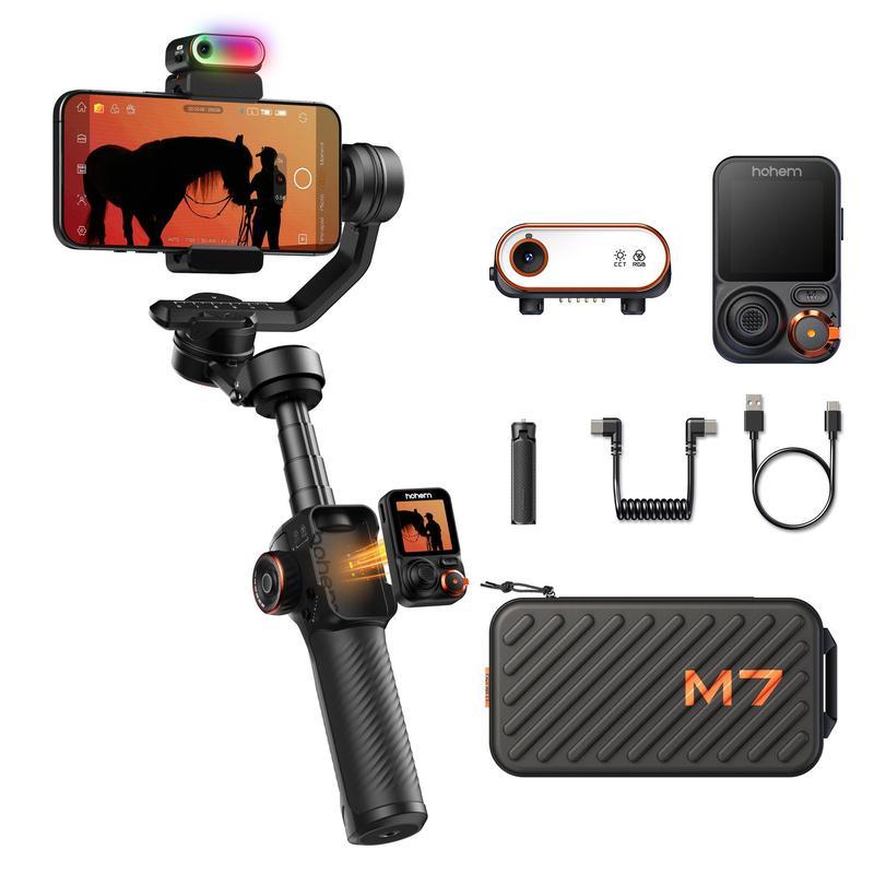 Hohem iSteady M7 AI ติดตามสมาร์ทโฟนGimbal Stabilizer 3 แกนพร้อมไฟเติมแม่เหล็ก/เซ็นเซอร์ติดตามAIสําหร