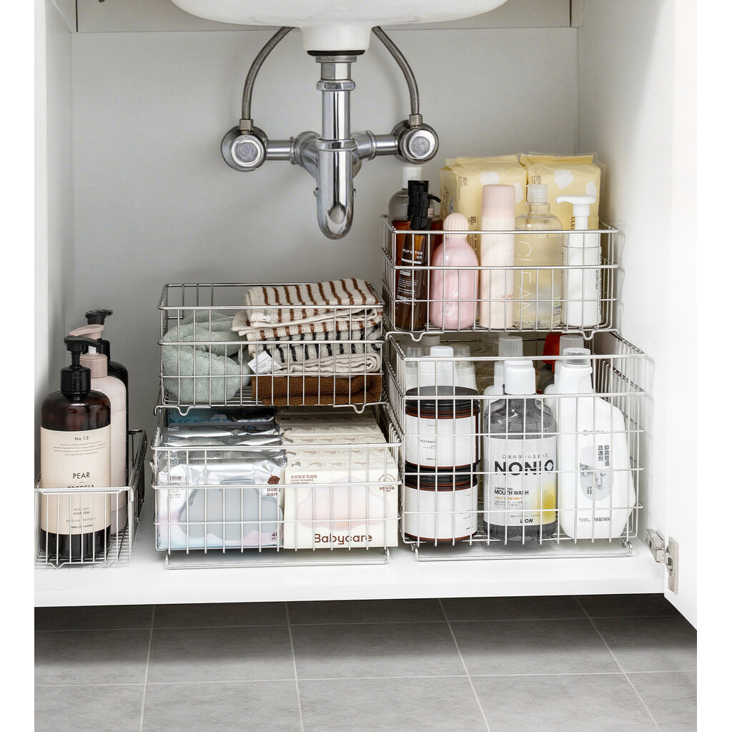 Omocha | ตะกร้าสแตนเลส 304 วางซ้อนได้ Stackable Organizer ระบายอากาศ สำหรับจาน ชาม แก้ว กันสนิม ใช้ได้ในครัวและห้องน้ำ