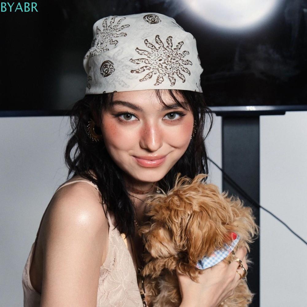 BYABR Square Headscarf, ดอกไม้ Y2K พิมพ์ผ้าพันคอ, แฟชั่น Soft Wrap เรียวผ้าพันคอแถบคาดศีรษะ Punk Bandana Streetwear