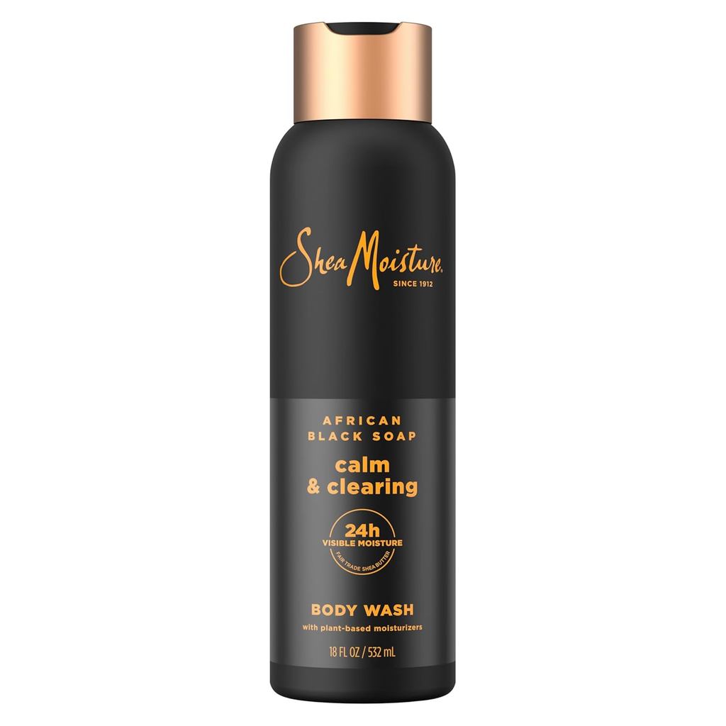 SheaMoisture African Black Soap Body Wash สงบและล้างผิวกายสําหรับความชื้นที่มองเห็นได้ 24H เพื่อสุขภ