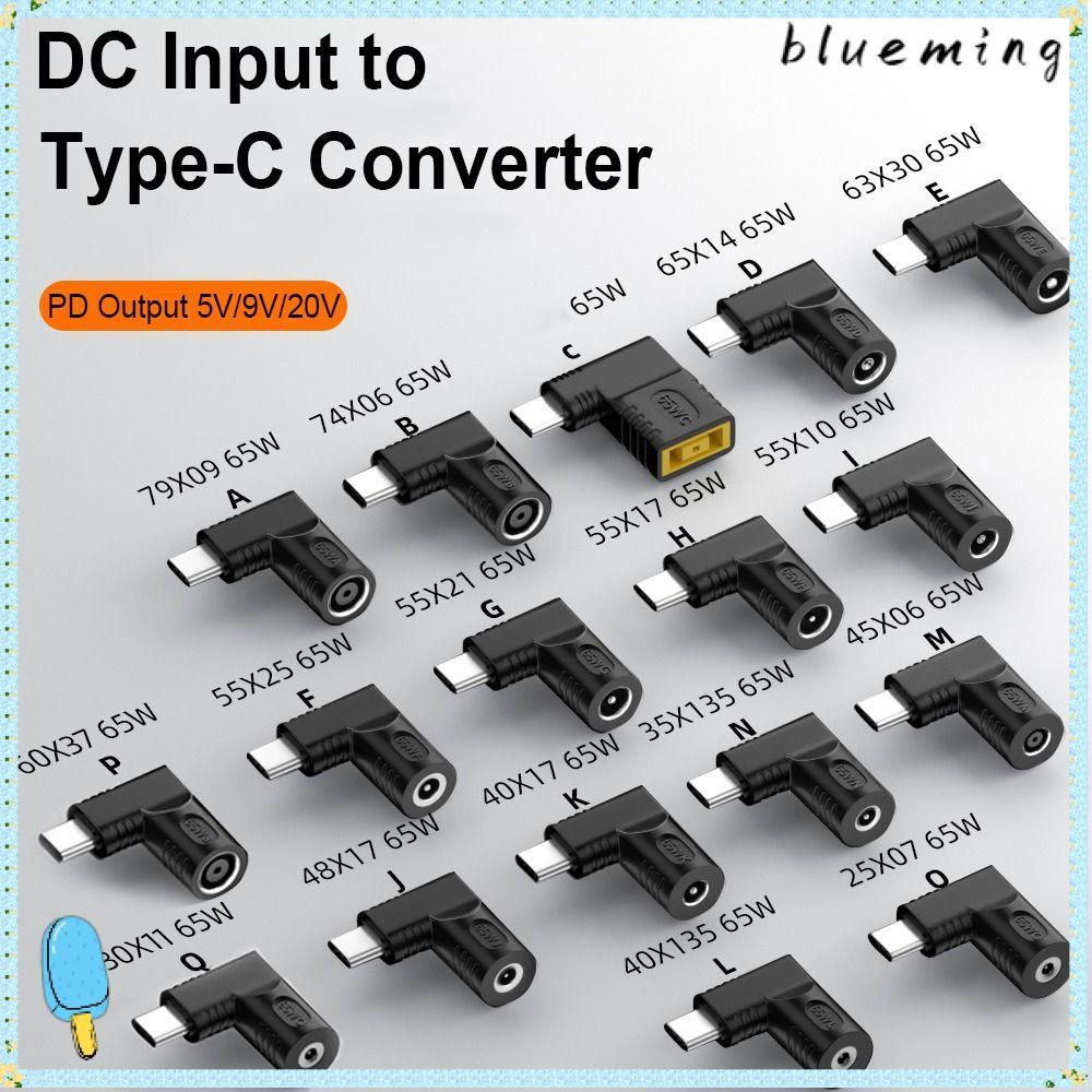 BLUEMING DC to Type C Converter 5v 9v 12v USB C Connector 5.5X2.5 7.4X0.9 4.5X0.6mm PD 65W สําหรับ /