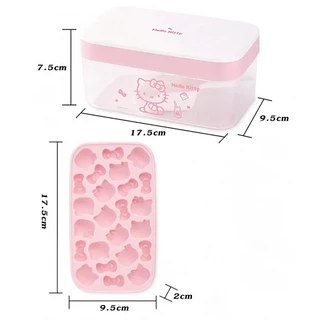 Hello Kitty Ice Mould แม่พิมพ์ก้อนน้ําแข็งวัสดุซิลิโคน พร้อมฝาปิดและถังเก็บน้ํา ชุดแม่พิมพ์น้ำแข็งซิลิโคน