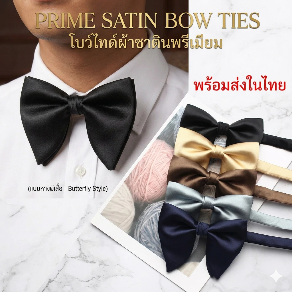 (พร้อมส่งในไทย) Bowtie หูกระต่ายสไตล์เกาหลี ผ้าซาติน