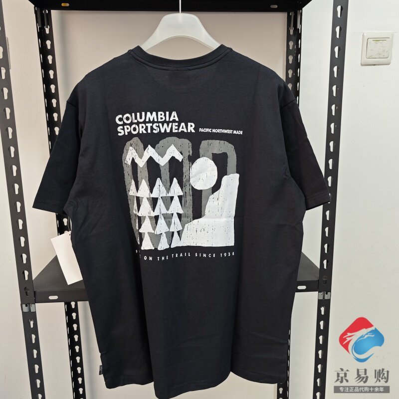 Col * bia สไตล์ใหม่กลางแจ้งผู้ชายผู้หญิงผ้าฝ้ายแท้ระบายอากาศได้เสื้อยืดแขนสั้นคอกลมลําลอง 23123