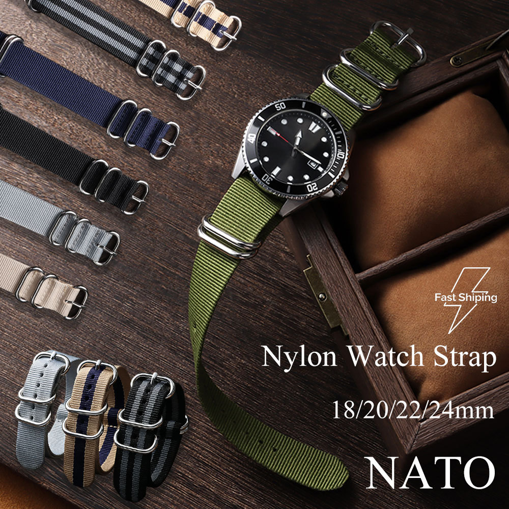 สายนาฬิกาไนลอน NATO พรีเมี่ยม 18/20/22/24 มม.สไตล์ทหารทนทาน Sweatproof กันน้ํากีฬาเปลี่ยน Diver สายนาฬิกา
