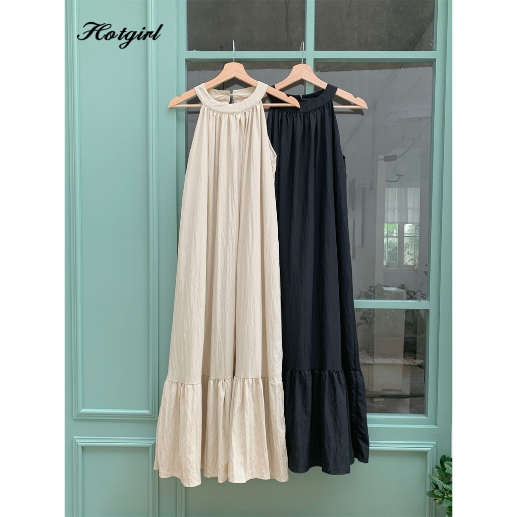 Hotgirl พร้อมส่ง เดรสลำลองแขนกุดสไตล์ฝรั่งเศส ชายระบาย เซ็กซี่และสง่างาม เหมาะสำหรับวันหยุดริมทะเล