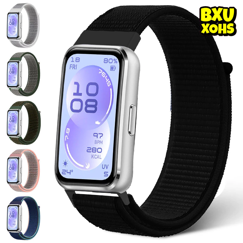 สายรัดกีฬาแบบลูปไนลอน for Smartwatch Huawei Band 11 11 Pro /Huawei Band 10 9 8 7 NFC สายรัดข้อมือปรับได้ที่ระบายอากาศ
