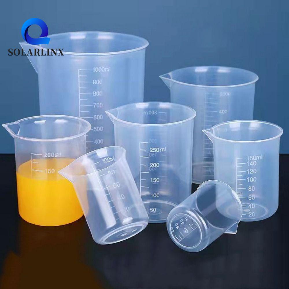 SOLARLINX บีกเกอร์หนาแบบพกพาพร้อมสเกลนํากลับมาใช้ใหม่ได้ 1PC 50/100/150/200/250/500/1000ML ถ้วยตวง
