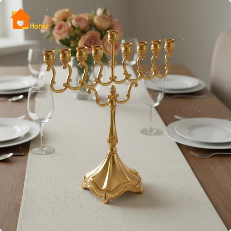 [นานาaa] 9-Arm Candelabra การออกแบบยุโรป 9-Branch เชิงเทียนตกแต่งงานแต่งงานขาตั้งเทียนโลหะสําหรับอาห