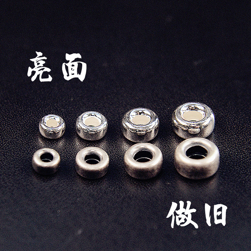 S925 เงินสเตอร์ลิง Handmade ลูกปัดเงินล้อลูกปัด Spacer ลูกปัด Blister ลูกปัด DIY อุปกรณ์เสริมลูกปัดเ