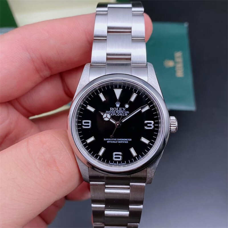 Rolex Rolex นาฬิกาผู้ชาย Rolex Explorer Black Disc สแตนเลสนาฬิกากลไกอัตโนมัติผู้ชาย114270