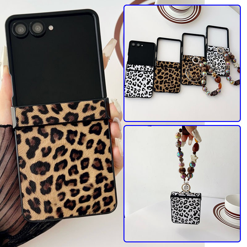 แฟชั่น Flush Leopard หนังเคสโทรศัพท์สําหรับ Samsung Galaxy Z Flip 7 Flip 7FE Z Flip 6 Z Flip 5 Z Fli