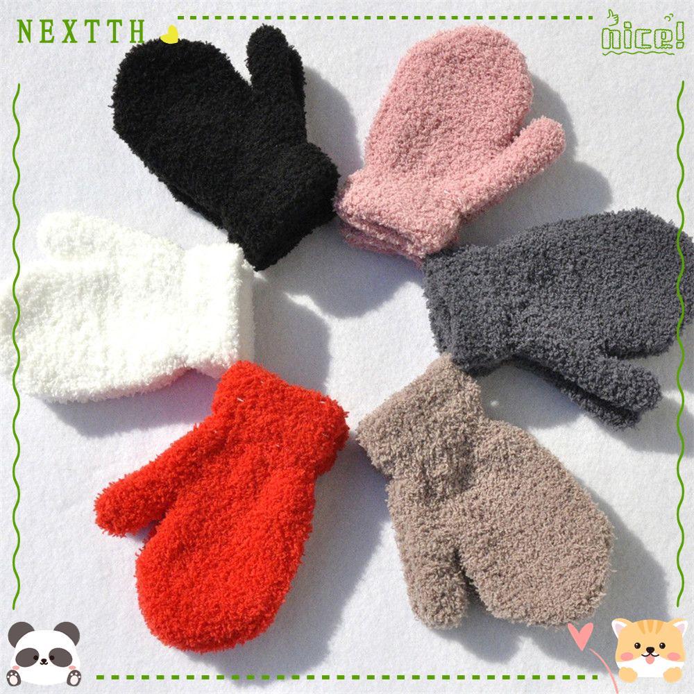 NEXTTH Coral Plush Mittens ชายหญิง 0-4 ปี Soft Warm Lovely Baby Full Fingers