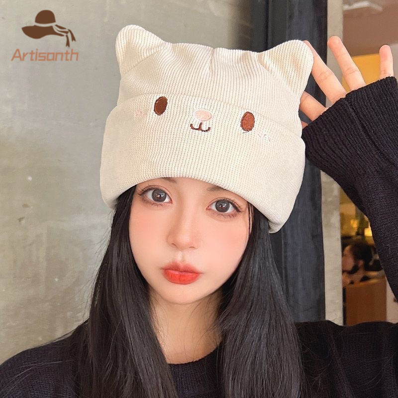 ส่งเร็ว💥หมวกไหมพรม การ์ตูนแมวน้อยน่ารัก ให้ความอบอุ่นคุณภาพสู อกแบบสำหรับแม่ตั้งครรภ์และหลังคลอด เบาสบาย.COD