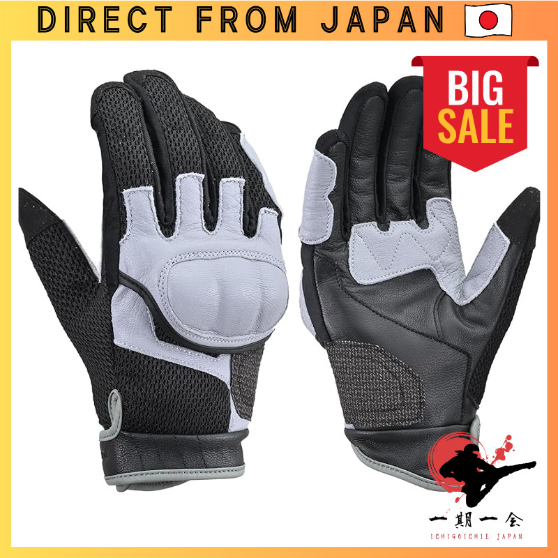 Daytona DG-009 Mesh Leather Motorcycle Gloves with Hard Protectors, Summer Short Airflow, Touchscree