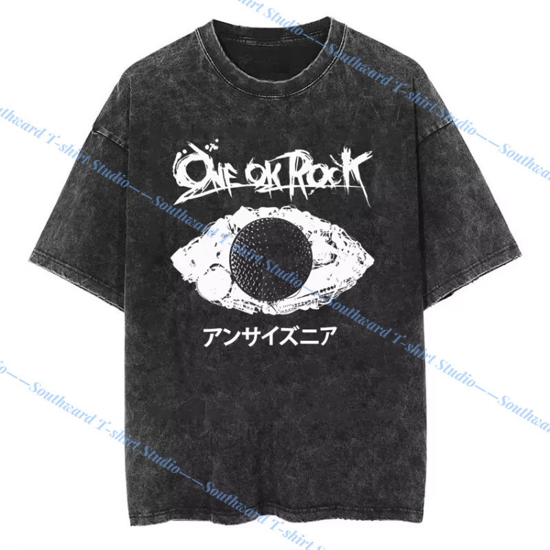 เสื้อยืดวินเทจ One Ok Rock Tour Tengkorak Washed สำหรับผู้ชายและผู้หญิง เสื้อยืดผ้าฝ้ายฤดูร้อน Oversized สไตล์ฮิปฮอป