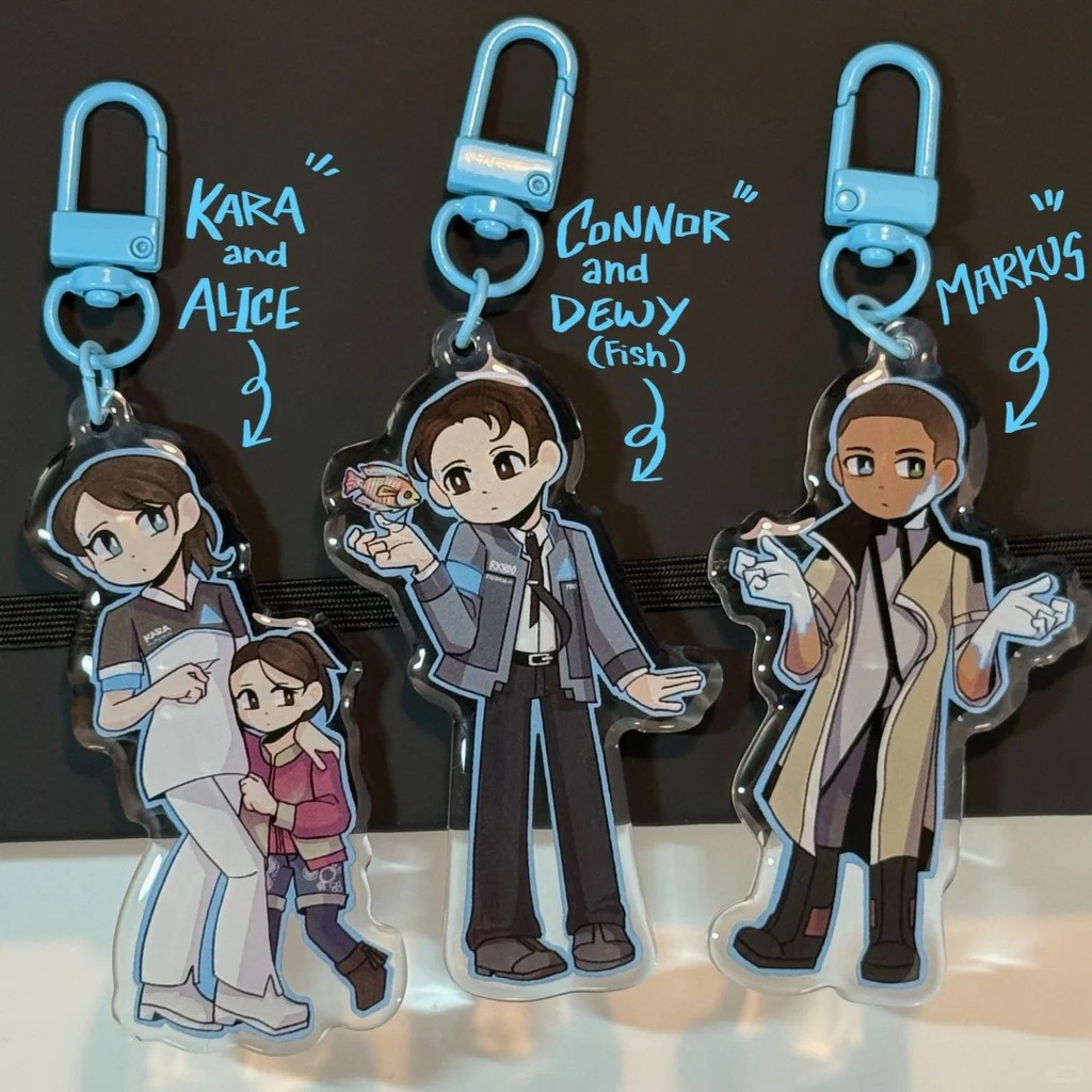 Detroitbecomehuman อะนิเมะพวงกุญแจผู้หญิงการ์ตูนอะคริลิค Key Chain Man ตลก Key แหวนจี้เครื่องประดับอุปกรณ์เสริมของขวัญเพื่อน