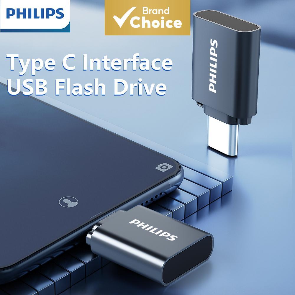 PHILIPS แฟลชไดรฟ์ Type-C สีเทาเข้ม พร้อมระบบป้องกันแม่เหล็กสําหรับโทรศัพท์มือถือ, Thumbdrive, Pendri