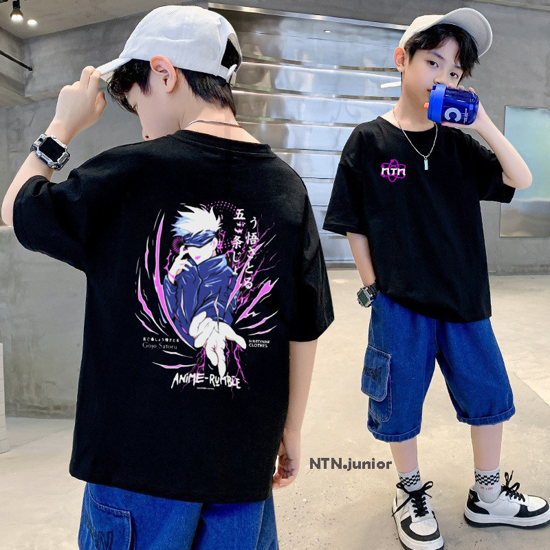 เสื้อยืดเด็กชายวัยรุ่น 1-11 ปี คุณภาพดีแบบดิสโตร์ อะนิเมะโกโจ ซาโตรุ จูจุทสึ ไคเซ็น