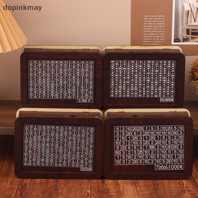 Dopinkmay 1000/3000/5000/10000 กล่องเงินยูโรไม้ Piggy Bank Reusable เงินกล่องประหยัดเป้าหมายและตัวเล