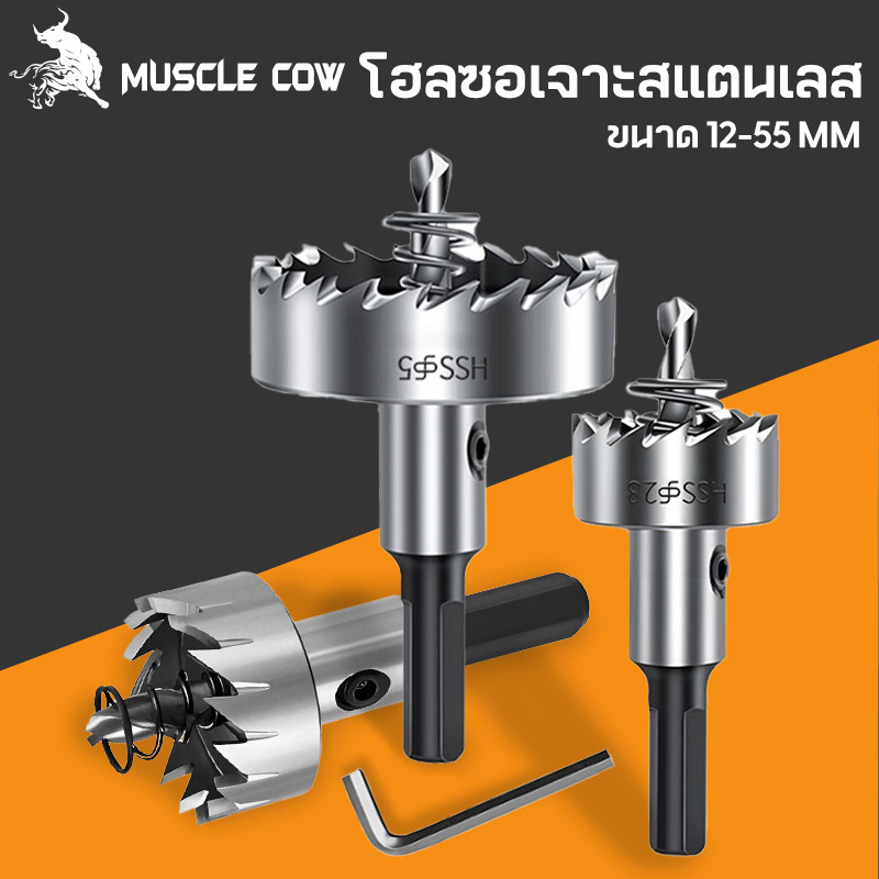 MUSCLE COW ดอกสว่าน โฮลซอเจาะเหล็ก อลูมิเนียม HSS ขนาด 12-55 mm Hole Saw