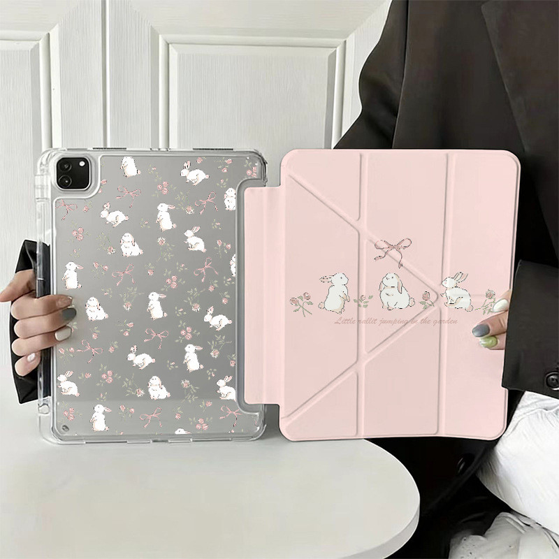 น่ารักกระต่ายพิมพ์แท็บเล็ตสําหรับ Xiaomi Pad 7 6 5 7pro 11.2 Redmi Pad 2 2Pro SE Poco Pad M1 12.1 นิ้ว 3 + Y พับอะคริลิคปกหลัง