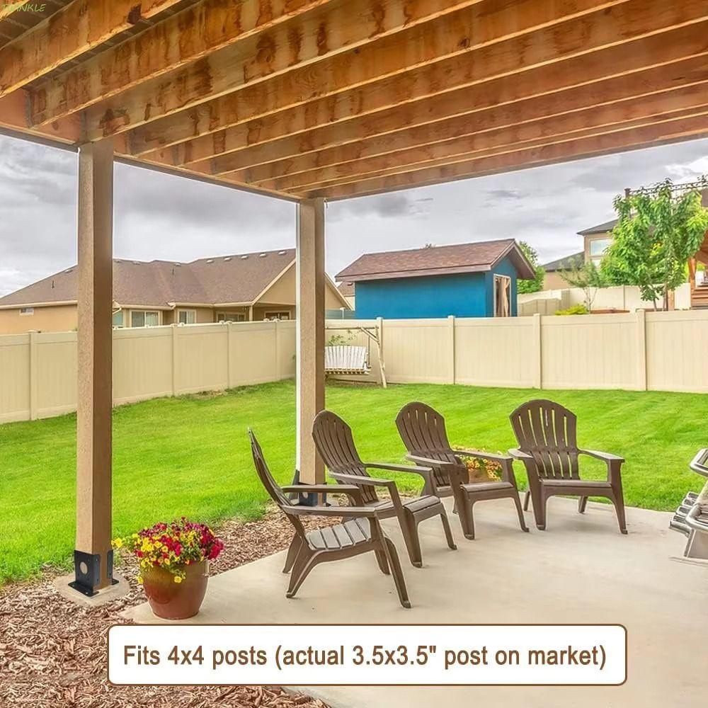 TWINKLE 2 ชิ้นโพสต์ฐานวงเล็บ,รองรับแข็งแรงปรับออกแบบรั้วไม้วงเล็บ Pergola, 3.5x3.5 นิ้วโพสต์เหล็กคาร