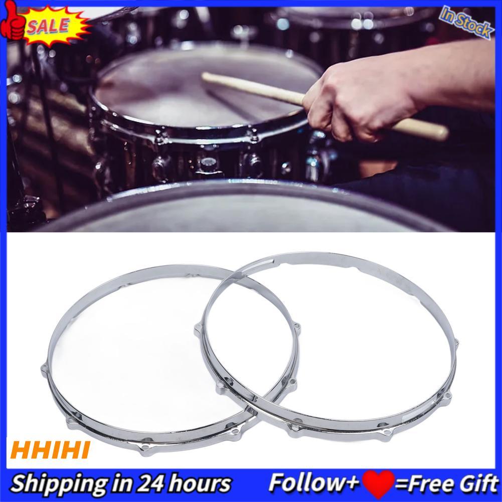 Hhihi Hhihi 2 ชิ้น 14in 10 หลุม Snare Drum Hoop ชุดโลหะผสมตกแต่งเครื่องดนตรีสำหรับ Performance Trave