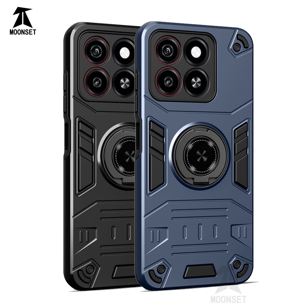 สําหรับ ZTE Blade A35 / A55 Case Armor Hard Back พร้อม 360° ขาตั้งแหวนป้องกันการหล่นกันกระแทกฝาครอบบ