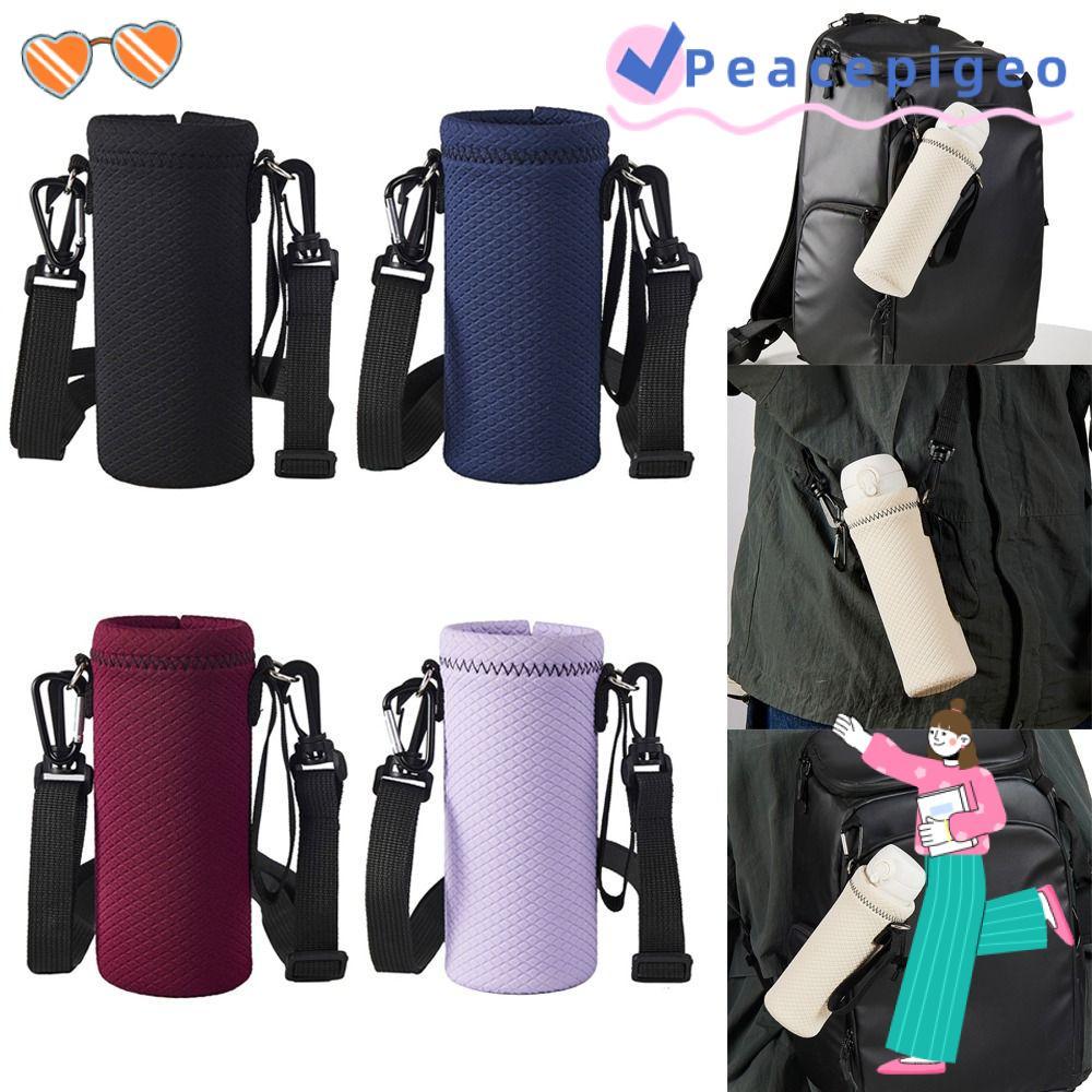 PEACEPIGEO ปลอกถ้วยสูญญากาศ, แบบพกพาพร้อมสายรัดขวดน้ํา, กระเป๋าฉนวนกระเป๋าขวดกีฬากลางแจ้ง