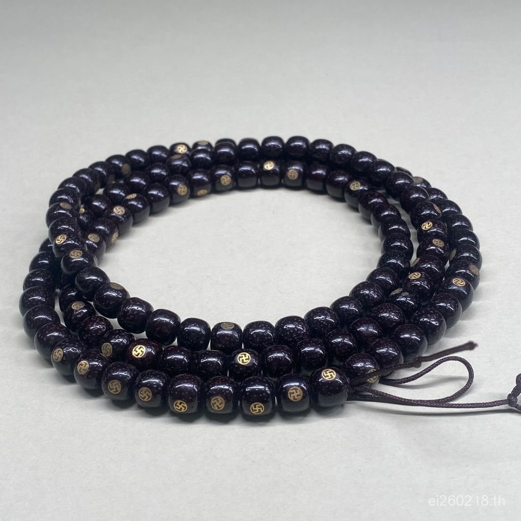 สร้อยข้อมือสตริง 108 เม็ด ลายดวงจันทร์และตัวอักษร พร้อมลูกปัดพระพุทธรูป และเมล็ดโพธิ์ Z5