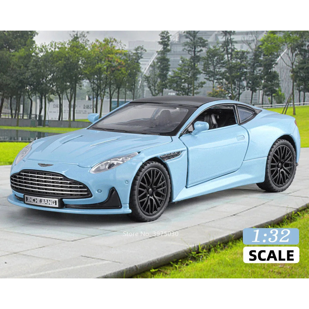 1:32 Aston Martin DB12 GT Supercar จําลองโลหะผสมดึงกลับรถของเล่นเสียงและแสงคอลเลกชันรถของเล่น