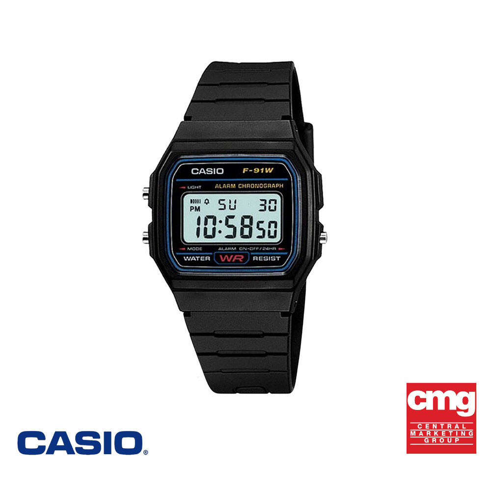 CASIO นาฬิกาข้อมือ CASIO รุ่น F-91W-1UR วัสดุเรซิ่น สีดำ