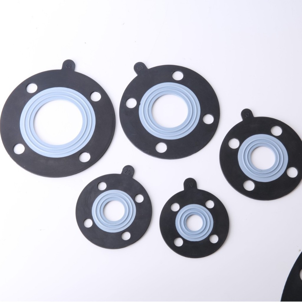 ปะเก็น F4 Lining Teflon EPDM+PTFE Polyethylene Composite Flange Rubber ปะเก็นยาง