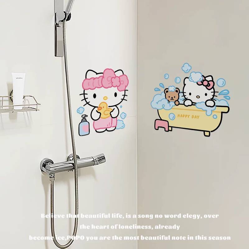 Cute Kitty Bathroom Tile Stickers Bathroom Wall Decoration Waterproof Paste Toilet Ugly Self-Adhesiv
