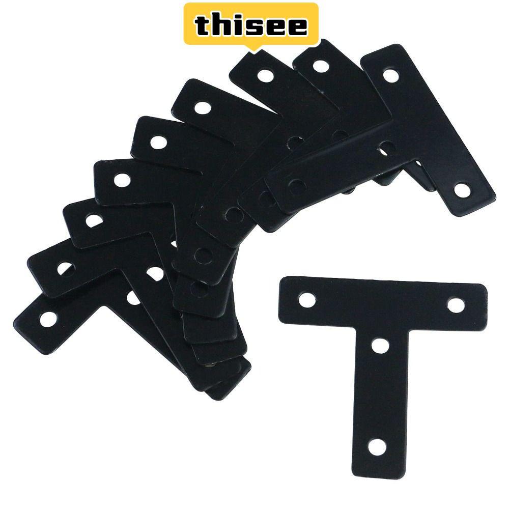 GOOGEOUS 10PCS T Shape Corner Braces, T T T Ulead สีดําวงเล็บมุมแบน, เหล็กกันสนิม 60 มม./2.36in เหล็