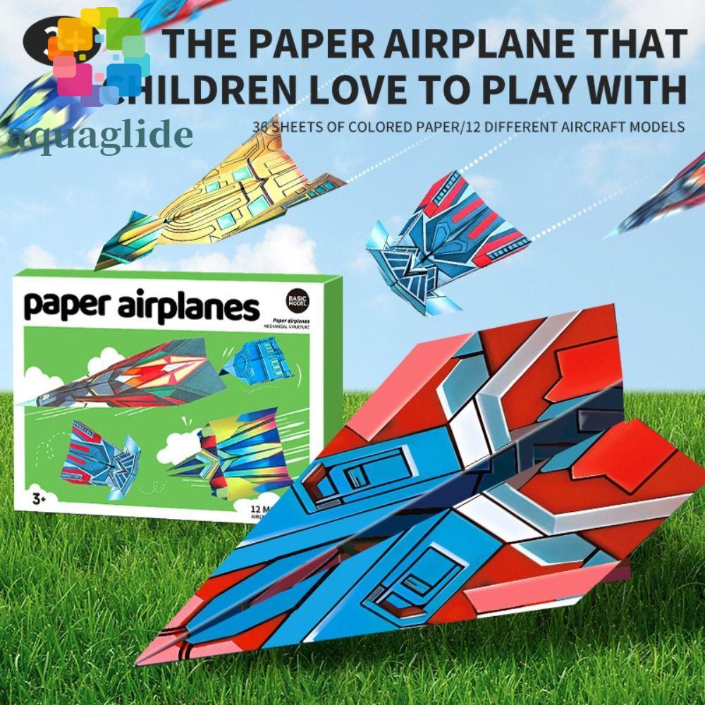 AQUAGLIDE Handmade เครื่องบิน Origami, กระดาษ Montessori เครื่องบิน Origami ชุด, Handmade Craft Kit ของเล่นการ์ตูนพับ 3D อเนกประสงค์กระดาษเครื่องบินของเล่นเด็กเด็กวัยหัดเดินเด็ก