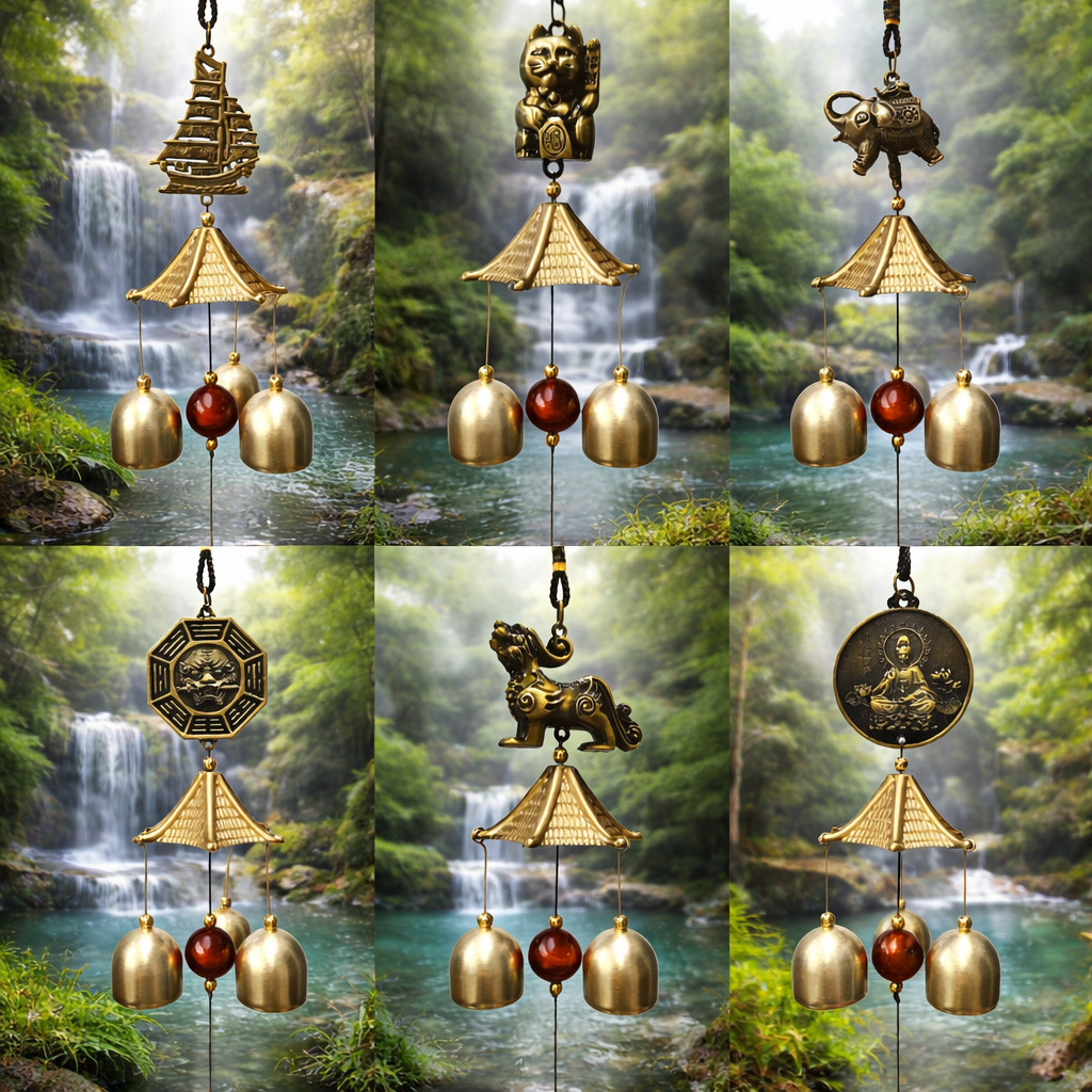 โมบายกระดิ่งลม ทองเหลือง ปรับฮวงจุ้ย เสียงเพราะ เย็น ของขวัญมงคลความหมายดี เสริมโชค การเงิน ความสุข แขวนได้ทุกบ้าน