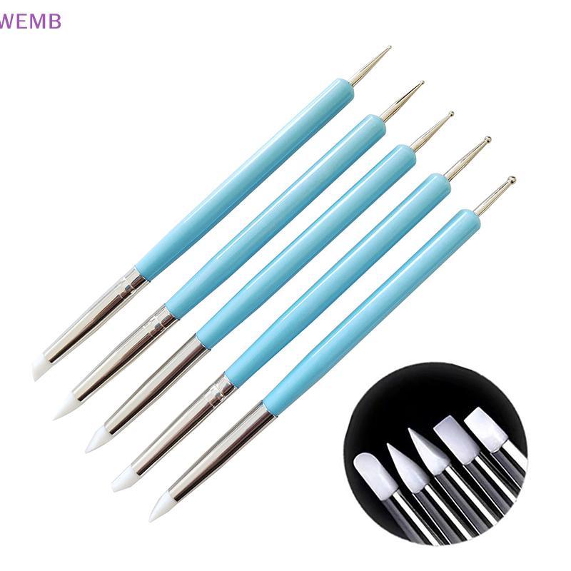WEMB 5 ชิ้น/เซ็ตสแตนเลสสองหัว Sculpting Polymer และ Soft เครื่องปั้นดินเผาเครื่องมือดินซิลิโคน Modelling Art Shaper เครื่องมือใหม่