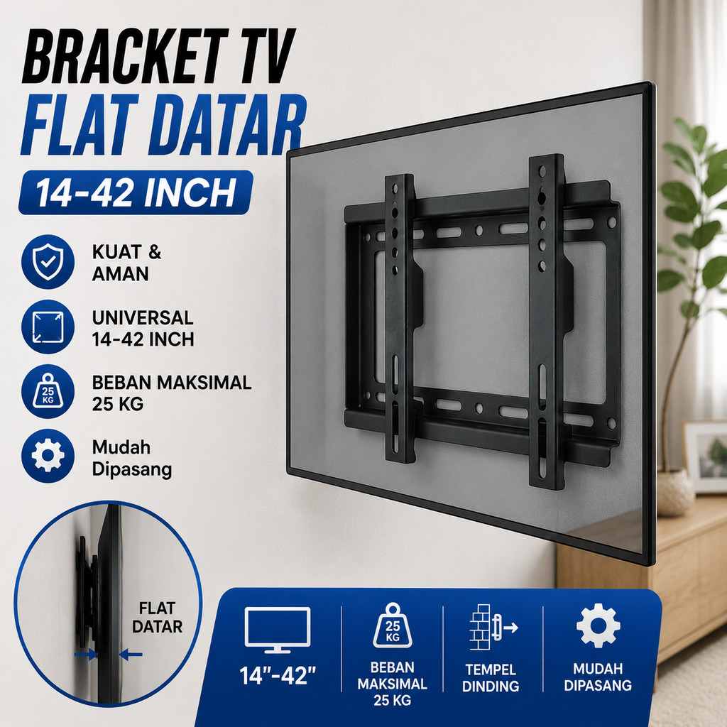 14-42 นิ้ว Universal Flat TV Bracket TV Mount Monitor Wall Fixed Holder LED Monitor