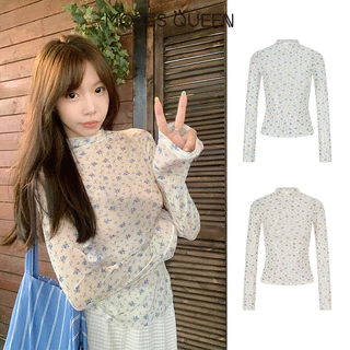 MOSESQUEEN มอสส์ ราชินี ครึ่งแขนเสื้อยืดแขนยาวลายดอกไม้กึ่งโปร่งใสแบบบางเหมาะกับฤดูร้อนเป็นชั้นในหรือเป็นชั้นฐานสําหรับกระชับสัดส่วน #63624