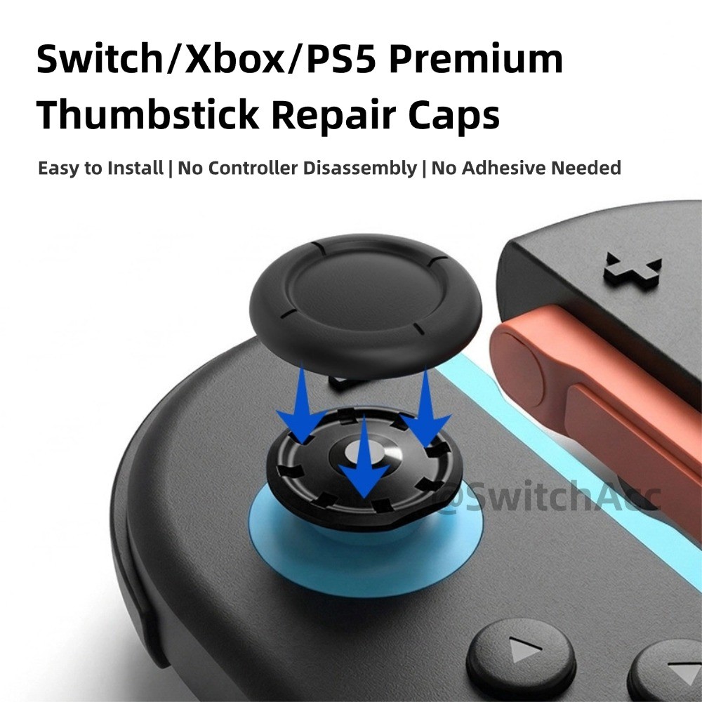 พรีเมี่ยมคอนโทรลเลอร์ Thumbstick Repair Caps สําหรับสวิตช์ / PS5 / Xbox – แก้ไขจอยสติ๊กที่สวมใส่, ไม่ต้องถอดประกอบ, 8 ชิ้น