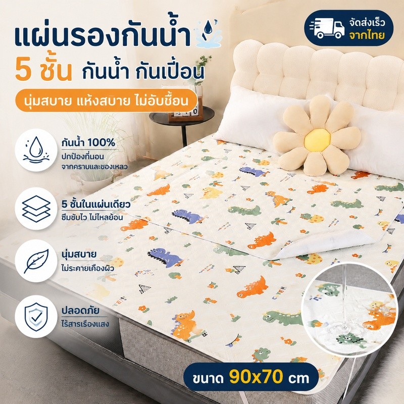 ผ้ารองฉี่ 50*70cm ผ้ารองฉี่เด็ก เบาะรองนอนเด็กทารก แผ่นรองกันเปื้อน รองฉี่ กันน้ำ รูปแบบน่ารัก มสำหรับผู้ใหญ่/เด็กซักได้