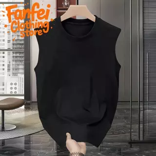 COD จัดส่งตลอด 24 ชั่วโมง Fanfei เสื้อยืดแขนกุดพิมพ์ลาย สไตล์มินิมอลเทรนด์เกาหลี ผ้าฝ้ายแท้ ทรงหลวมใส่ฤดูร้อน