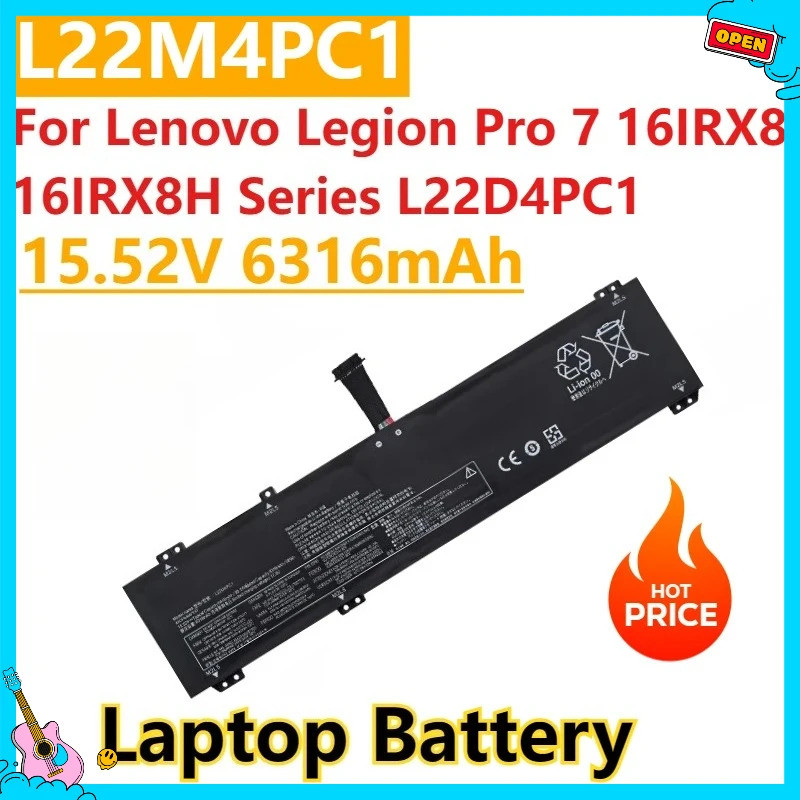 ใหม่ L22M4PC1 แบตเตอรี่แล็ปท็อป 1542V 6316mAh สําหรับ Lenovo Legion Pro 7 16IRX8 16IRX8H Series L22D