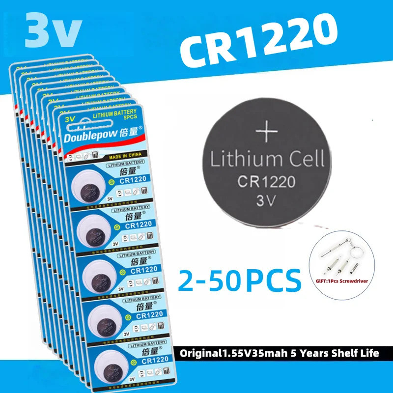 Doublepow CR1220 แบตเตอรี่ลิเธียมสําหรับของเล่นนาฬิการีโมทคอนโทรล DL1220 BR1220 CR1220-1W LM1220 501