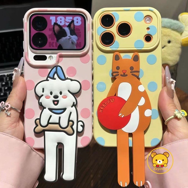 น่ารักสุนัขแมวคู่เคสโทรศัพท์สําหรับ Xiaomi 17 Pro Max 15 Ultra 15S 14 Pro 13 12 12X 12S ฝาครอบการ์ตูนลายจุด Lateral Love Heart ปลอกนุ่ม